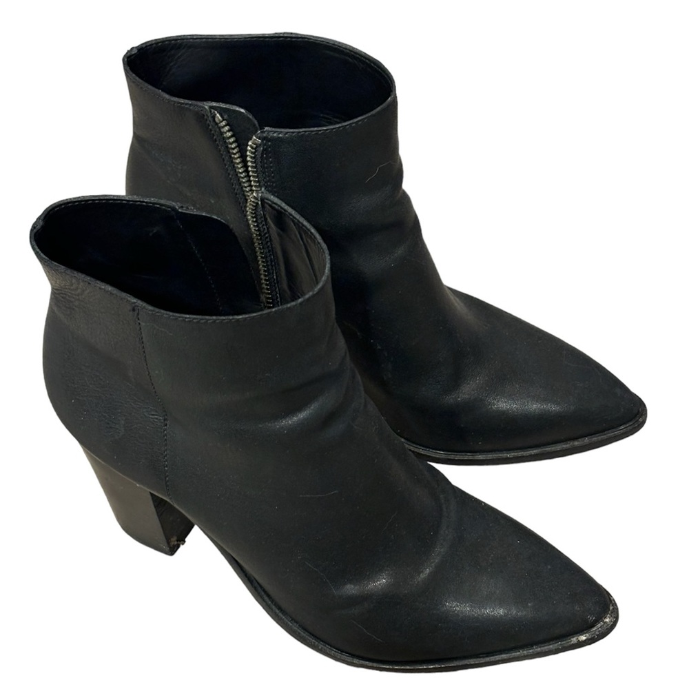 All Saints Black Leather Booties 39.5 Size 9 GUC